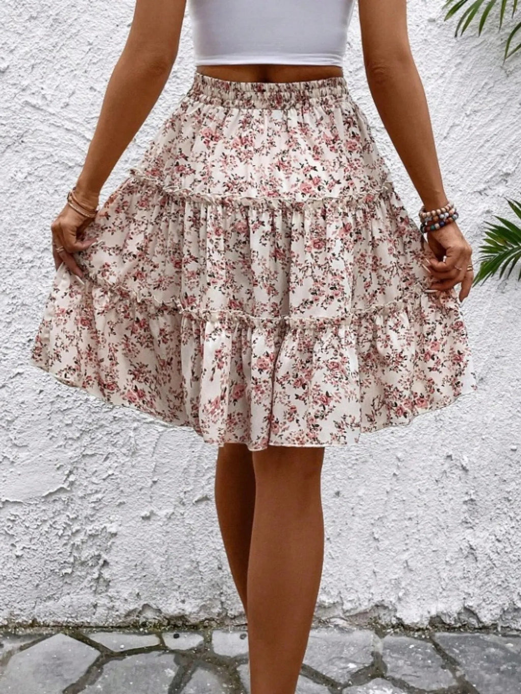 Floral Print Midi Skirt - Crowned Energy CO.