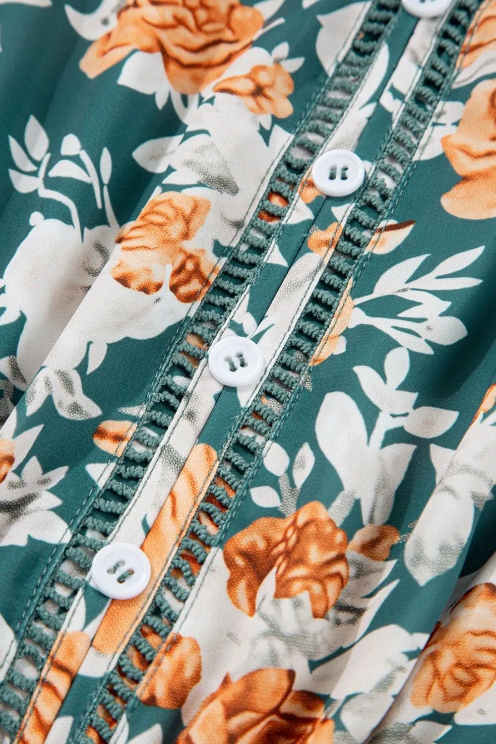 Crowned Energy CO. Floral / S Trendsi Dresses Floral Print Trimmed V Neck Tie Waist Sleeveless Dress