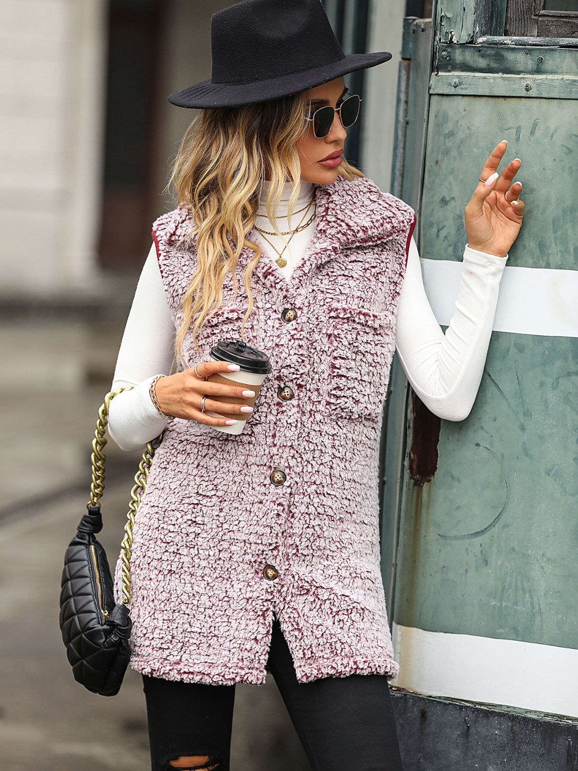 Full Size Button Down Collared Neck Vest - Crowned Energy CO.