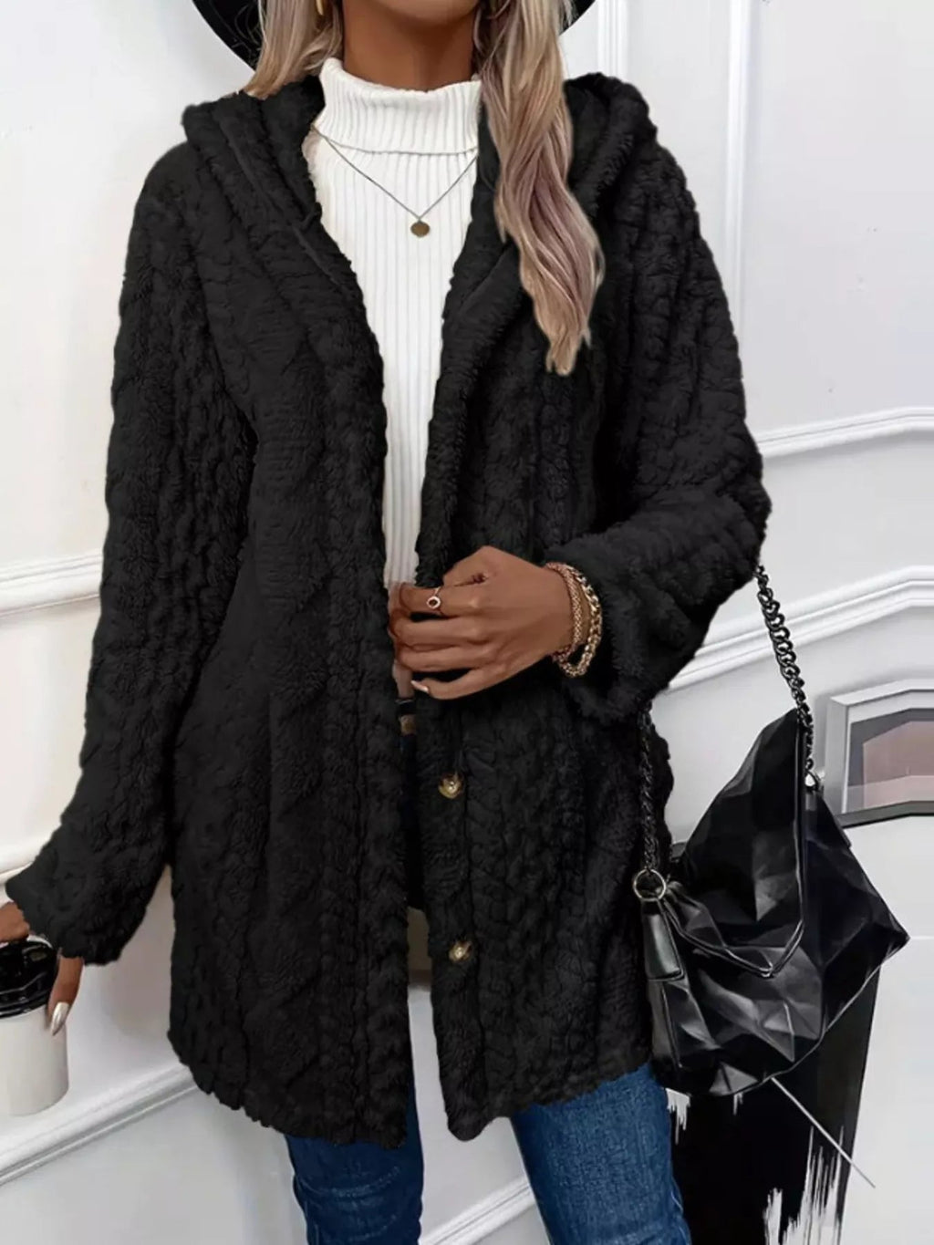 Full Size Button - Down Hooded Outerwear Plus Size - Crowned Energy CO.