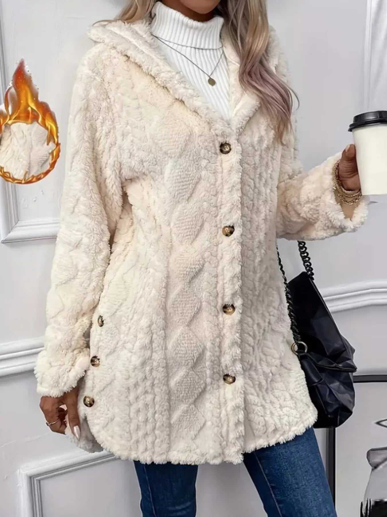 Full Size Button - Down Hooded Outerwear Plus Size - Crowned Energy CO.