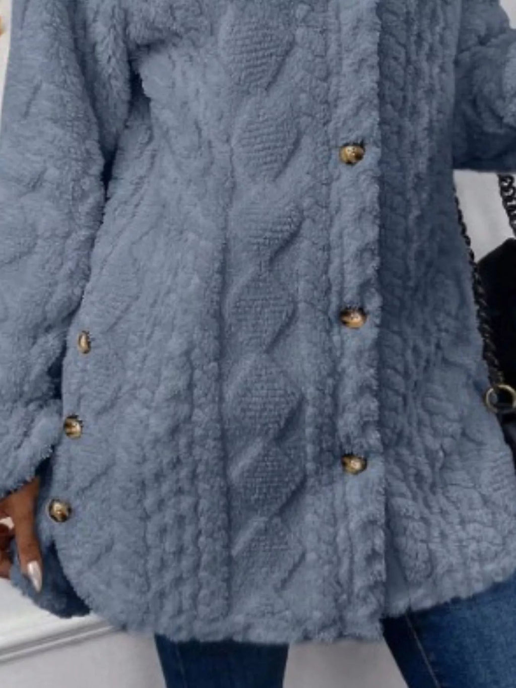 Full Size Button - Down Hooded Outerwear Plus Size - Crowned Energy CO.