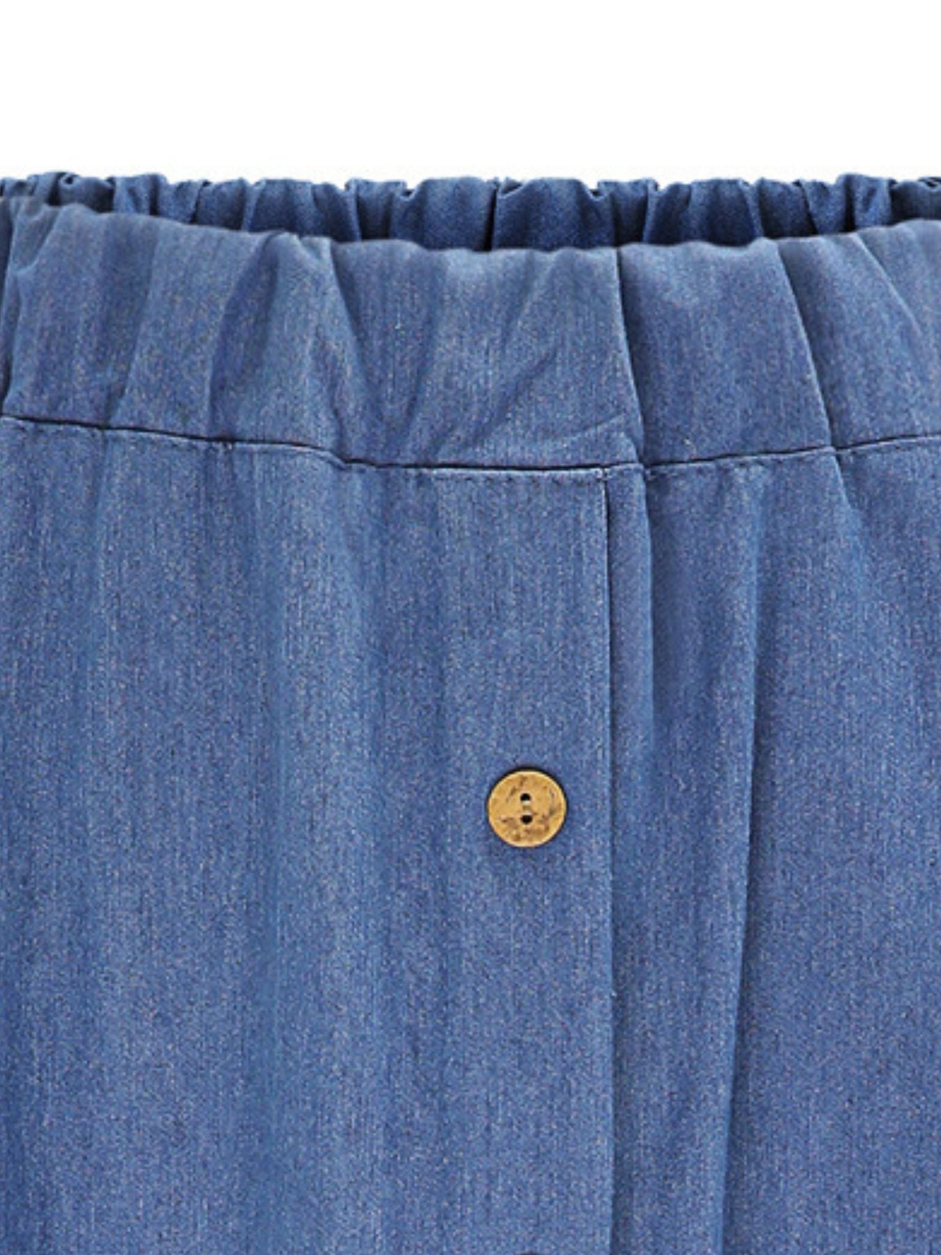 Full Size Button - Front Denim A - Line Skirt Plus Size - Crowned Energy CO.