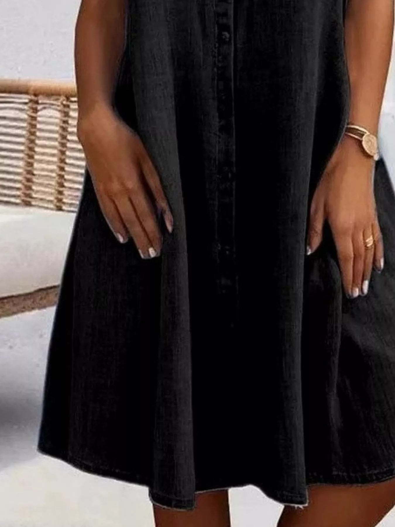 Crowned Energy CO. Light Blue / S Trendsi Dresses Full Size Button-Front Short Sleeve Denim Dress Plus Size