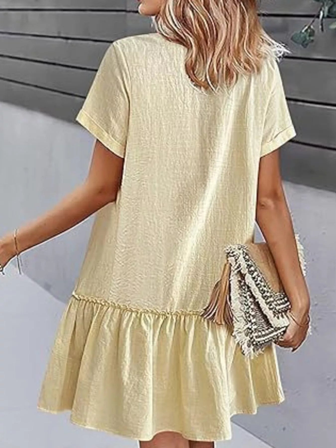 Crowned Energy CO. White / S Trendsi Dresses Full Size Button-Front Short Sleeve Tiered Dress Plus Size