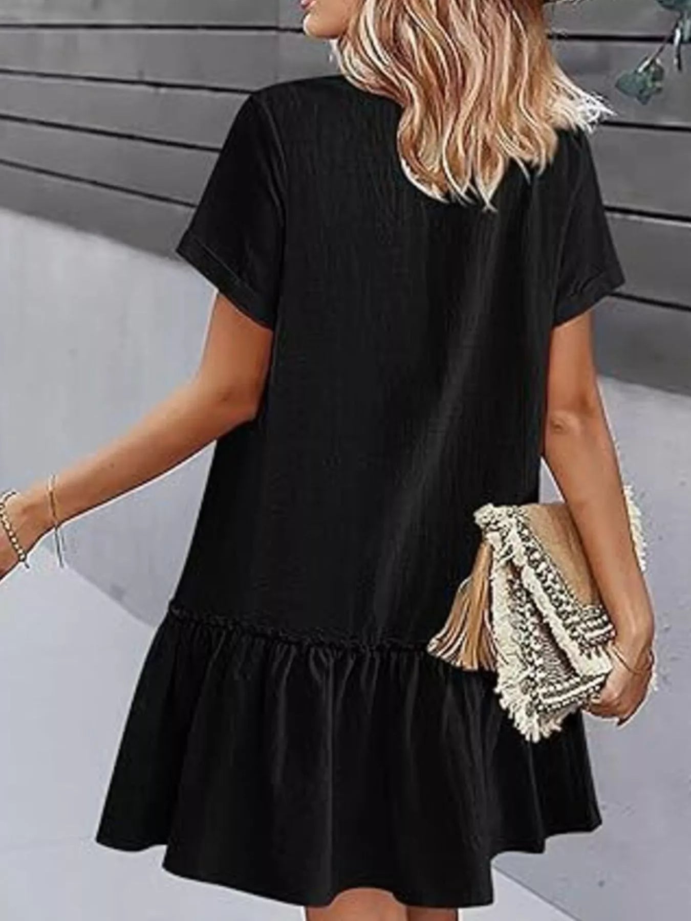 Crowned Energy CO. White / S Trendsi Dresses Full Size Button-Front Short Sleeve Tiered Dress Plus Size