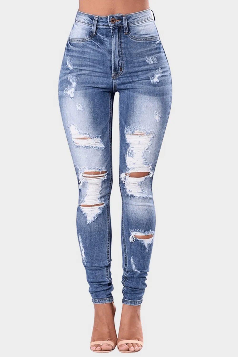 Full Size Distressed Skinny Jeans Plus Size - Crowned Energy CO.