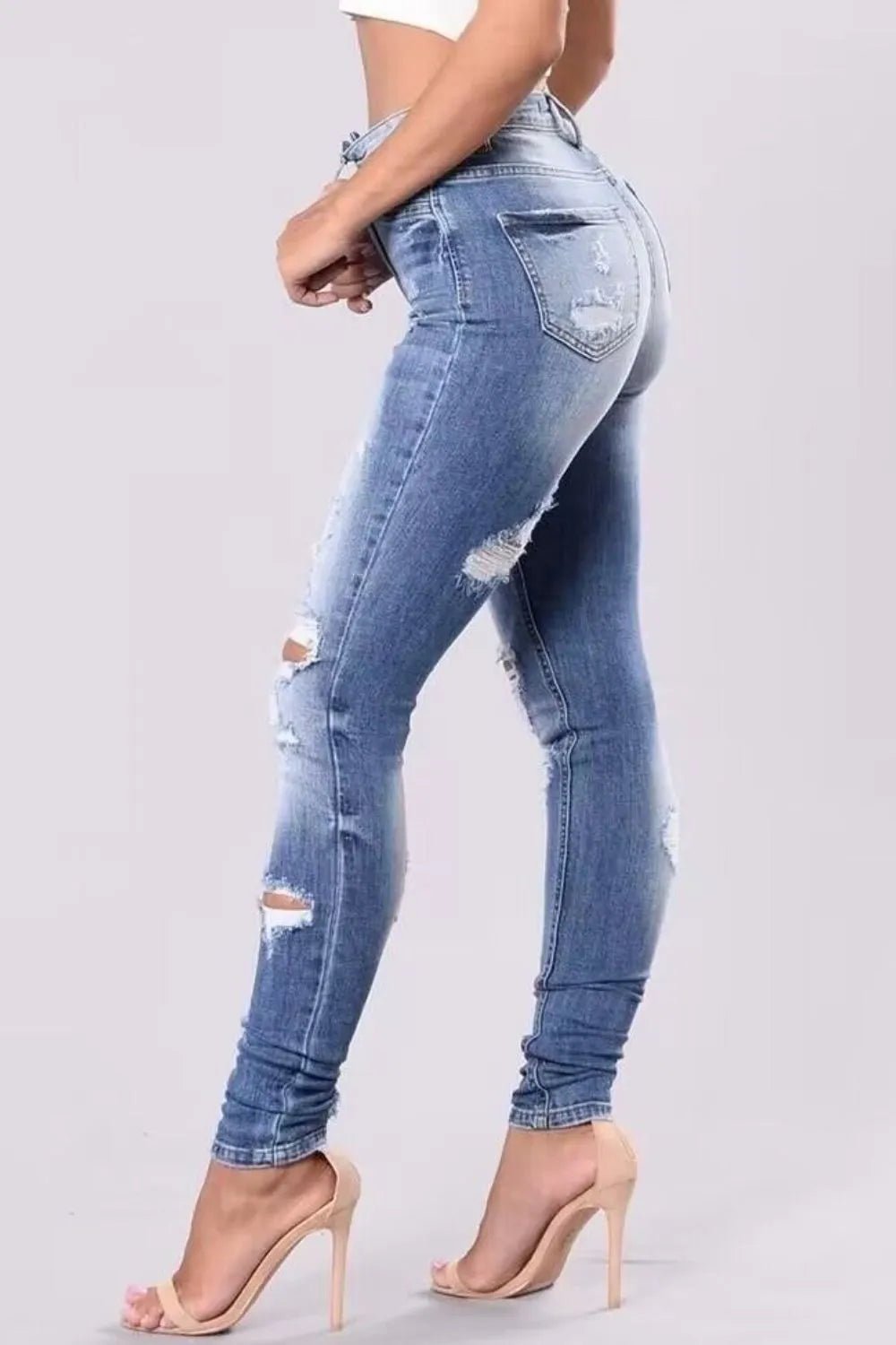 Full Size Distressed Skinny Jeans Plus Size - Crowned Energy CO.