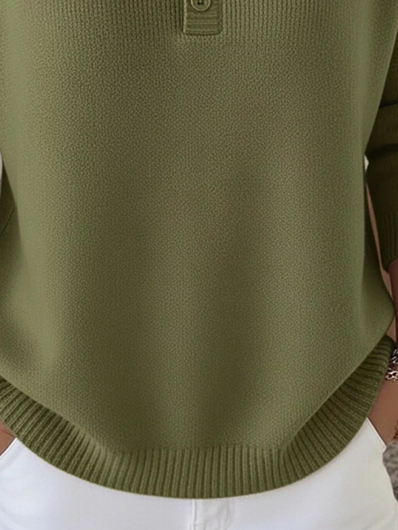 Full Size Half Button Long Sleeve Knit Top Plus Size - Crowned Energy CO.