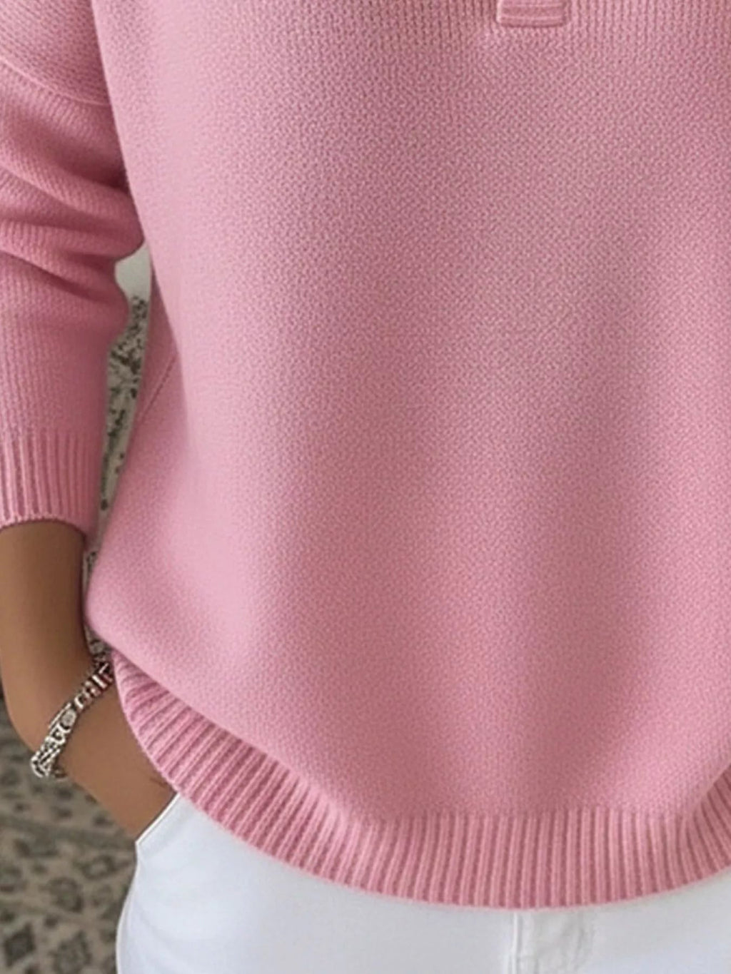 Full Size Half Button Long Sleeve Knit Top Plus Size - Crowned Energy CO.