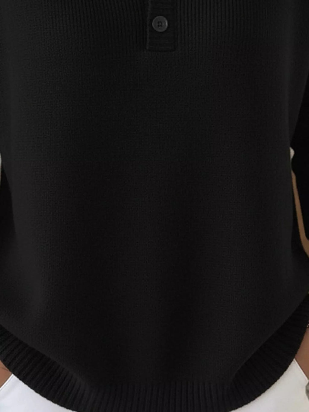 Full Size Half Button Long Sleeve Knit Top Plus Size - Crowned Energy CO.