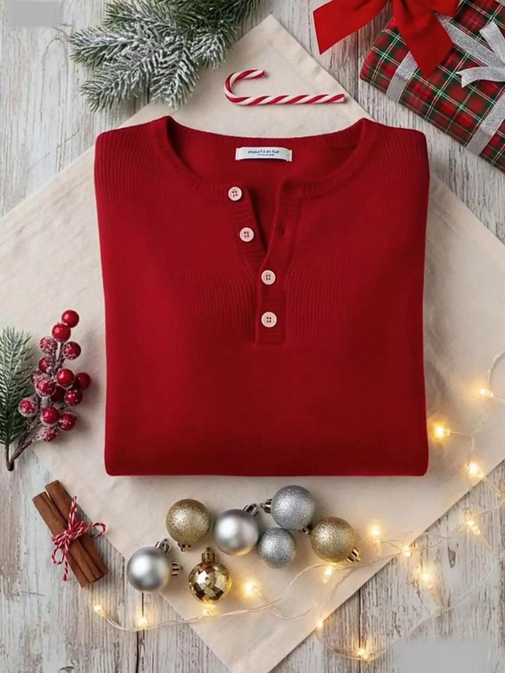 Full Size Half Button Long Sleeve Knit Top Plus Size - Crowned Energy CO.