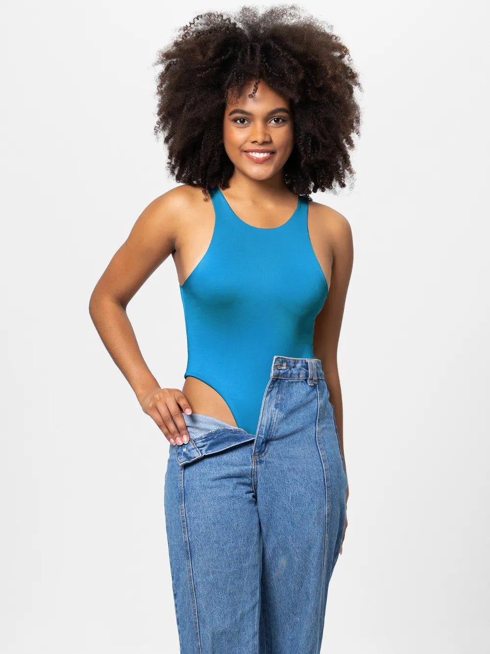 Full Size Round Neck Wide Strap Bodysuit - Crowned Energy CO.