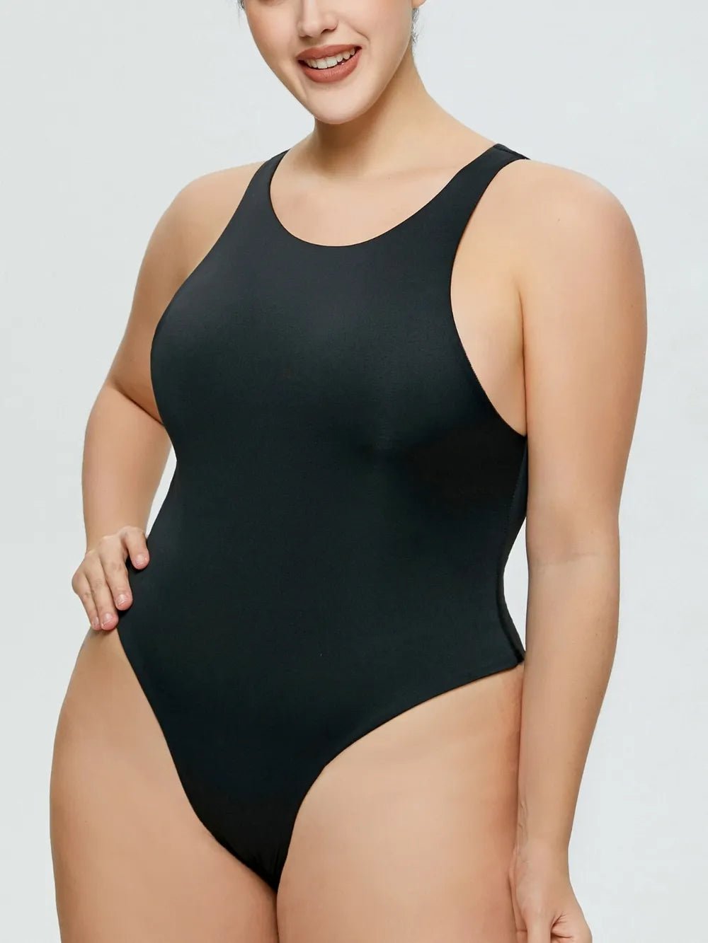 Full Size Round Neck Wide Strap Bodysuit - Crowned Energy CO.