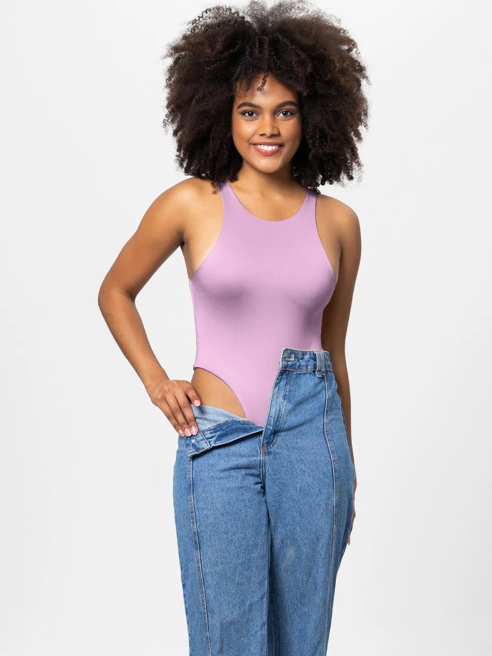 Full Size Round Neck Wide Strap Bodysuit - Crowned Energy CO.