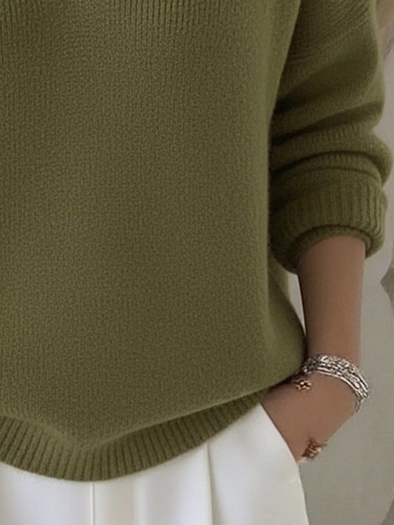 Full Size V - Neck Long Sleeve Sweater Plus Size - Crowned Energy CO.