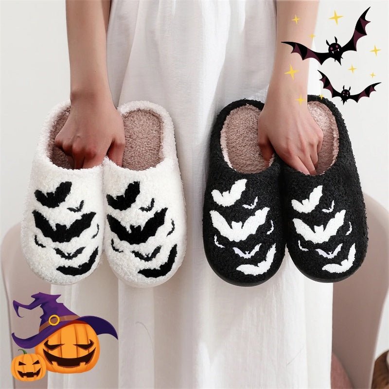 Crowned Energy CO. Black Bat / 36to37 Goddess Vibes slippers Funny Bat Slipper Halloween Pumpkin Flat Indoor House Shoes