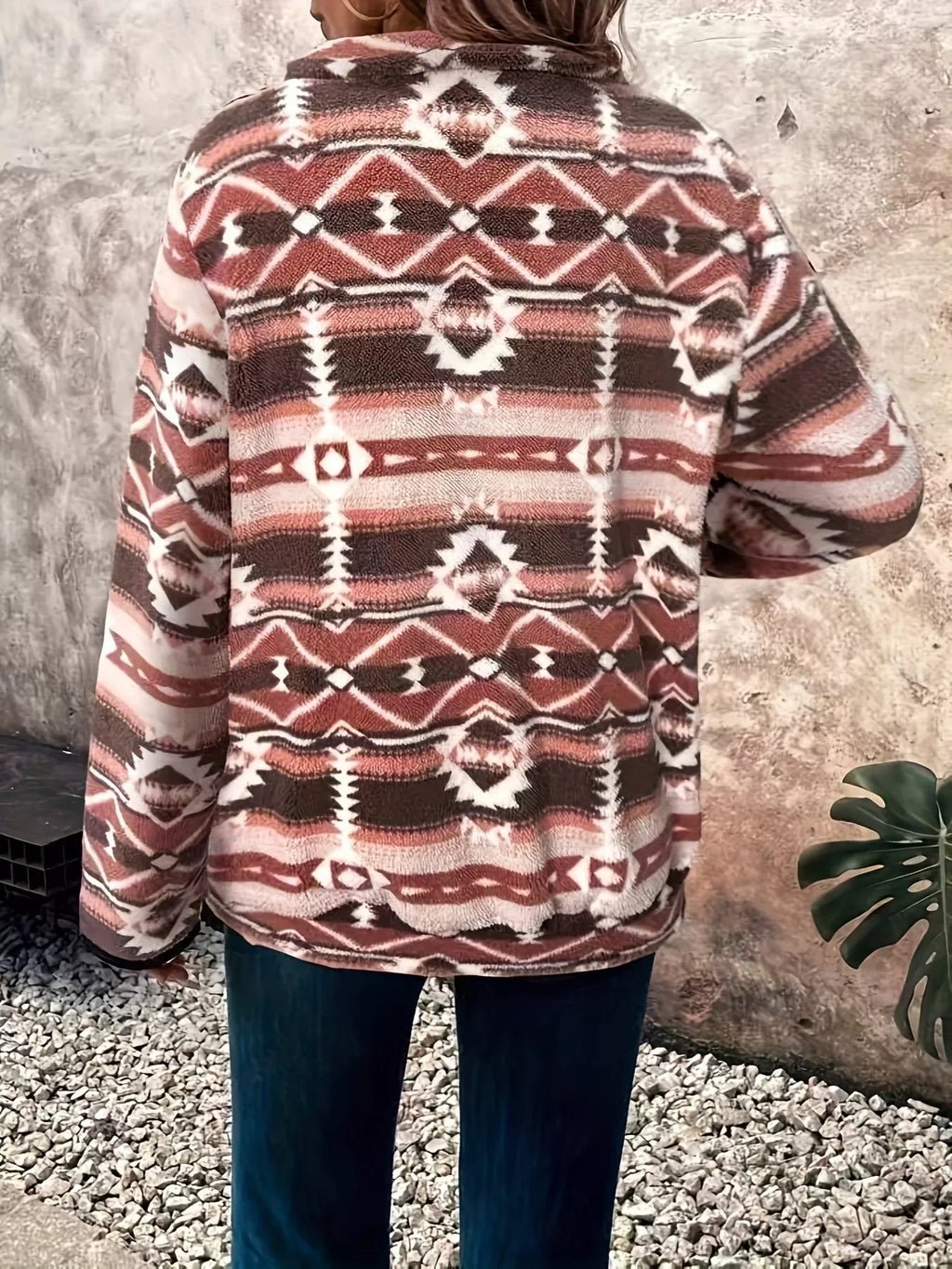 Geometric Half Zip Long Sleeve Sweatshirt - Crowned Energy CO.