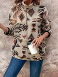 Geometric Half Zip Long Sleeve Sweatshirt - Crowned Energy CO.