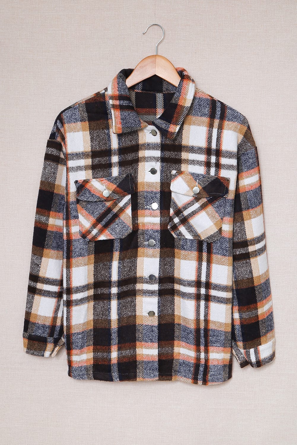 Crowned Energy CO. Blue / S / 100%Polyester Dear-Lover Dropshipping Outerwear/Plaid Shackets Geometric Plaid Print Pocketed Shacket