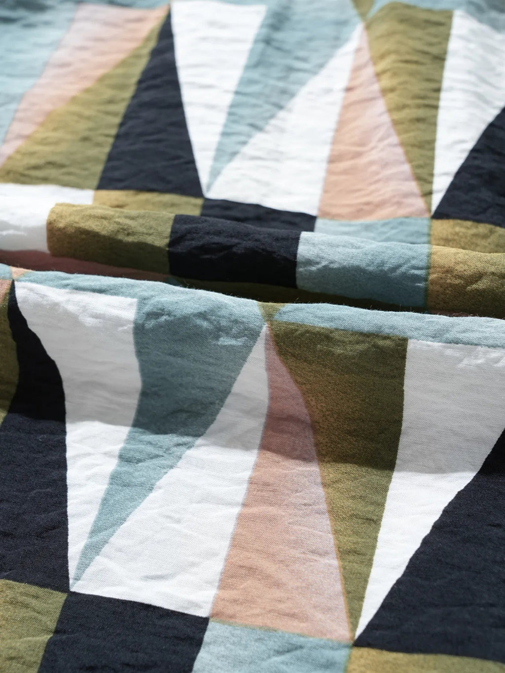 Crowned Energy CO. Multicolor / S Trendsi Tops/Blouses & Shirts Geometric Print Buttoned Balloon Sleeve Loose Fit Shirt