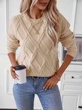 Geometric Round Neck Long Sleeve Sweater - Crowned Energy CO.