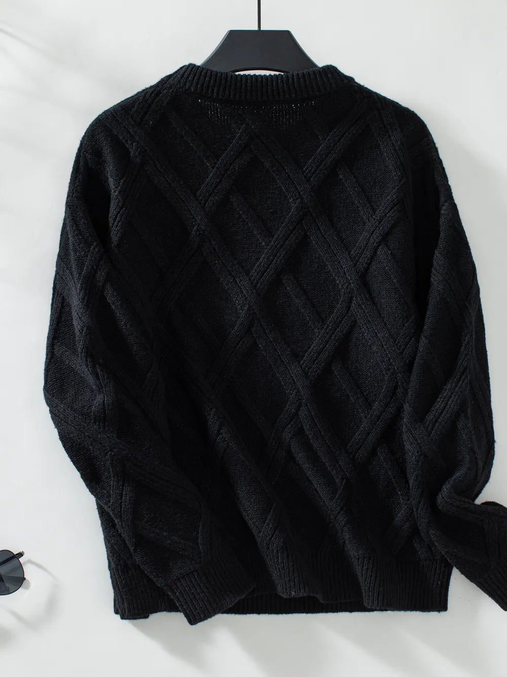 Geometric Round Neck Long Sleeve Sweater - Crowned Energy CO.