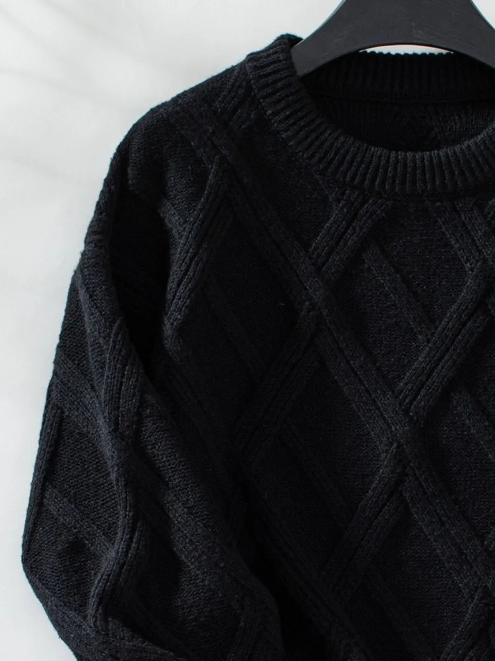 Geometric Round Neck Long Sleeve Sweater - Crowned Energy CO.