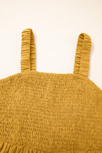 Ginger Smocked Sleeveless Wide Leg Jumpsuit with Pockets - Crowned Energy CO.
