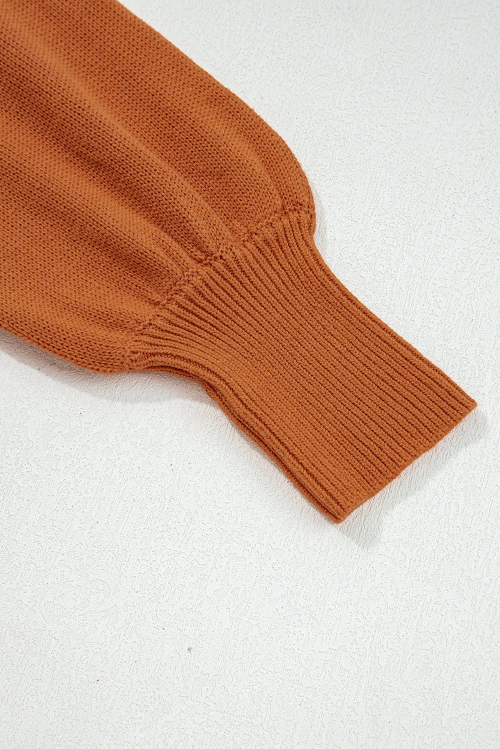 Gold Flame Solid Color Ribbed Trim Drop Shoulder Sweater - Crowned Energy CO.
