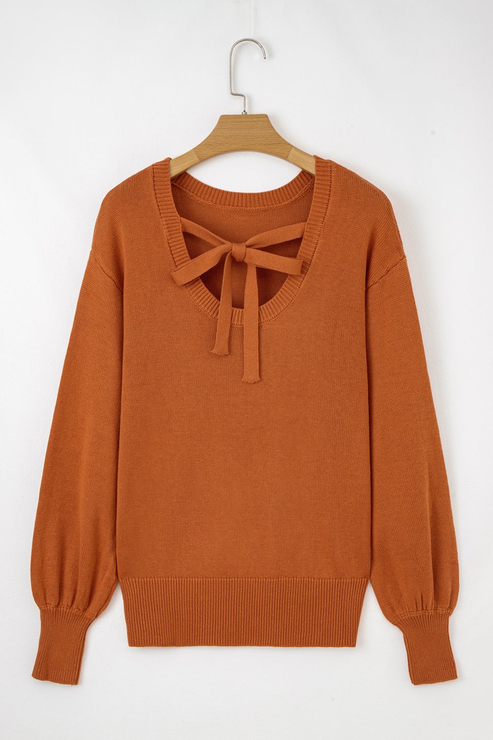 Gold Flame Solid Color Ribbed Trim Drop Shoulder Sweater - Crowned Energy CO.