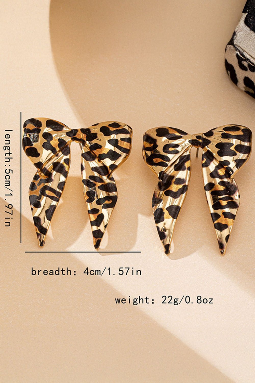 Gold Leopard Print Bow Knot Shape Plated Alloy Earrings - Crowned Energy CO.