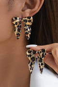 Gold Leopard Print Bow Knot Shape Plated Alloy Earrings - Crowned Energy CO.