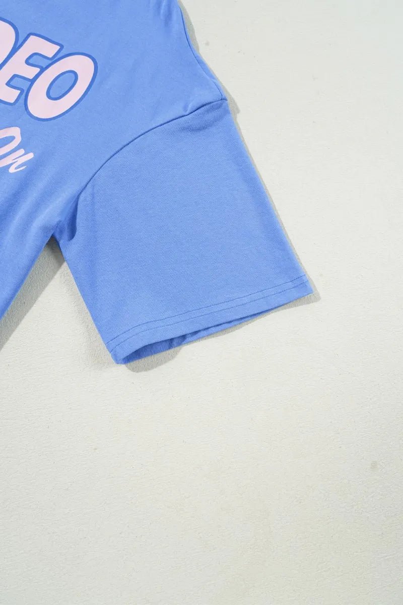 Graphic Round Neck Short Sleeve T-Shirt - Crowned Energy CO.