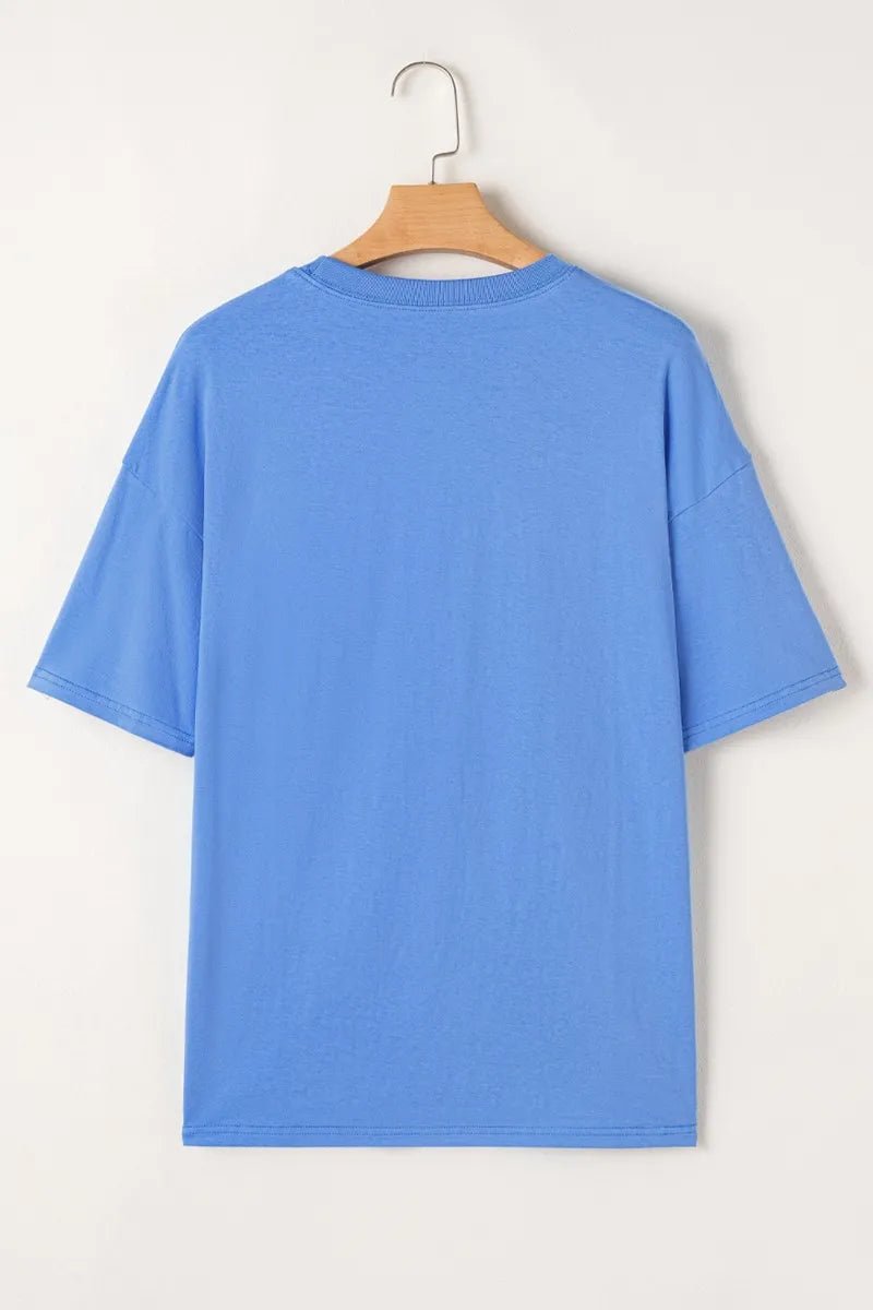 Graphic Round Neck Short Sleeve T-Shirt - Crowned Energy CO.