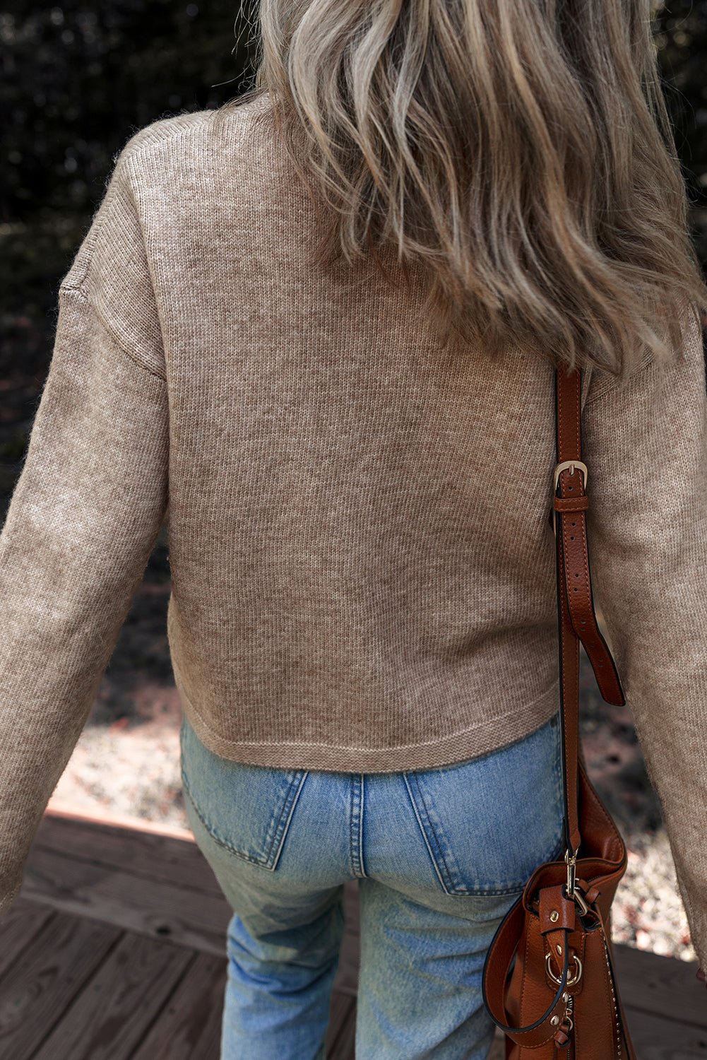 Gray Morn Contrast Colored Dot Detail Drop Shoulder Sweater - Crowned Energy CO.