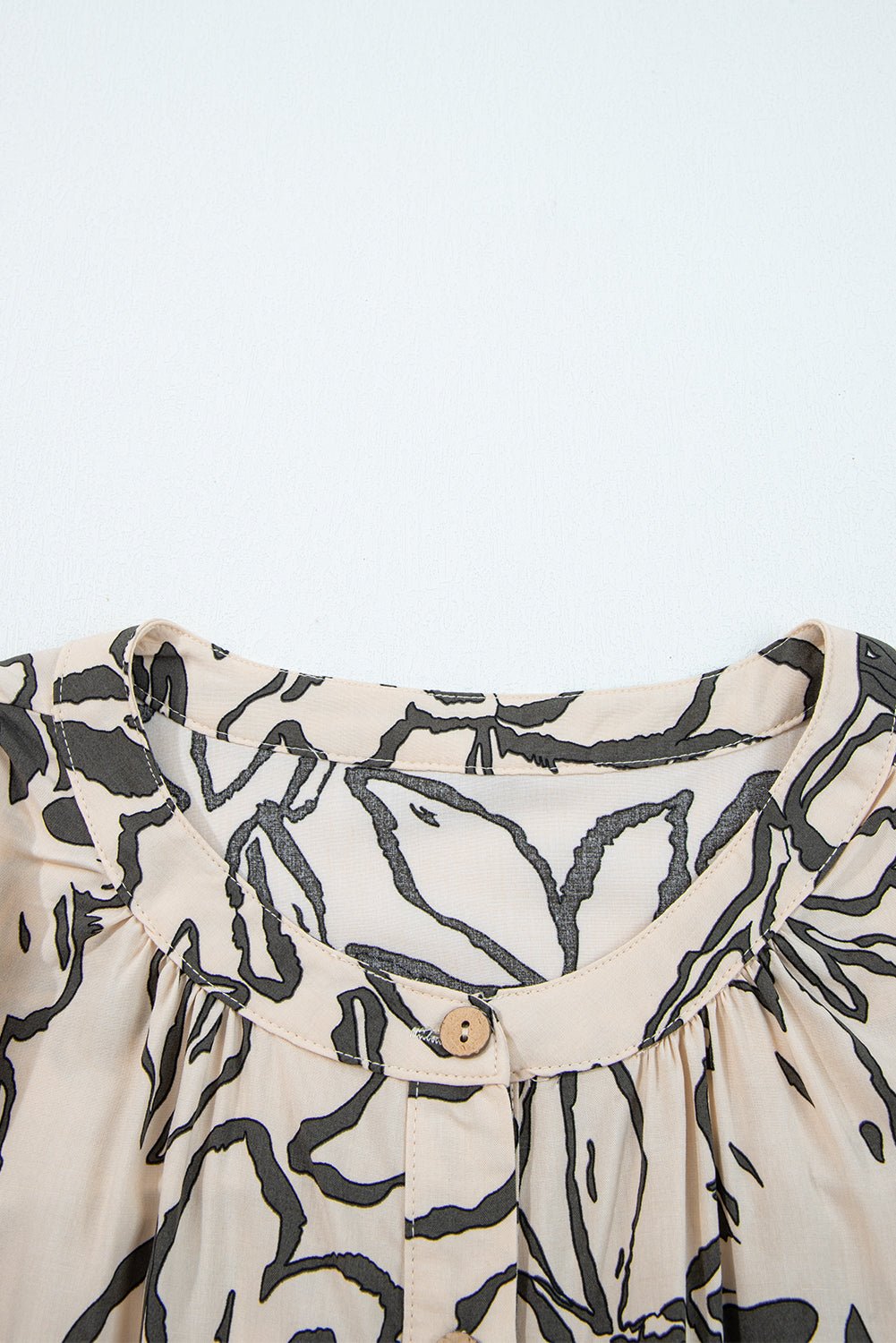 Gray Morn Floral Print Batwing Sleeve Buttoned Loose Fit Shirt - Crowned Energy CO.