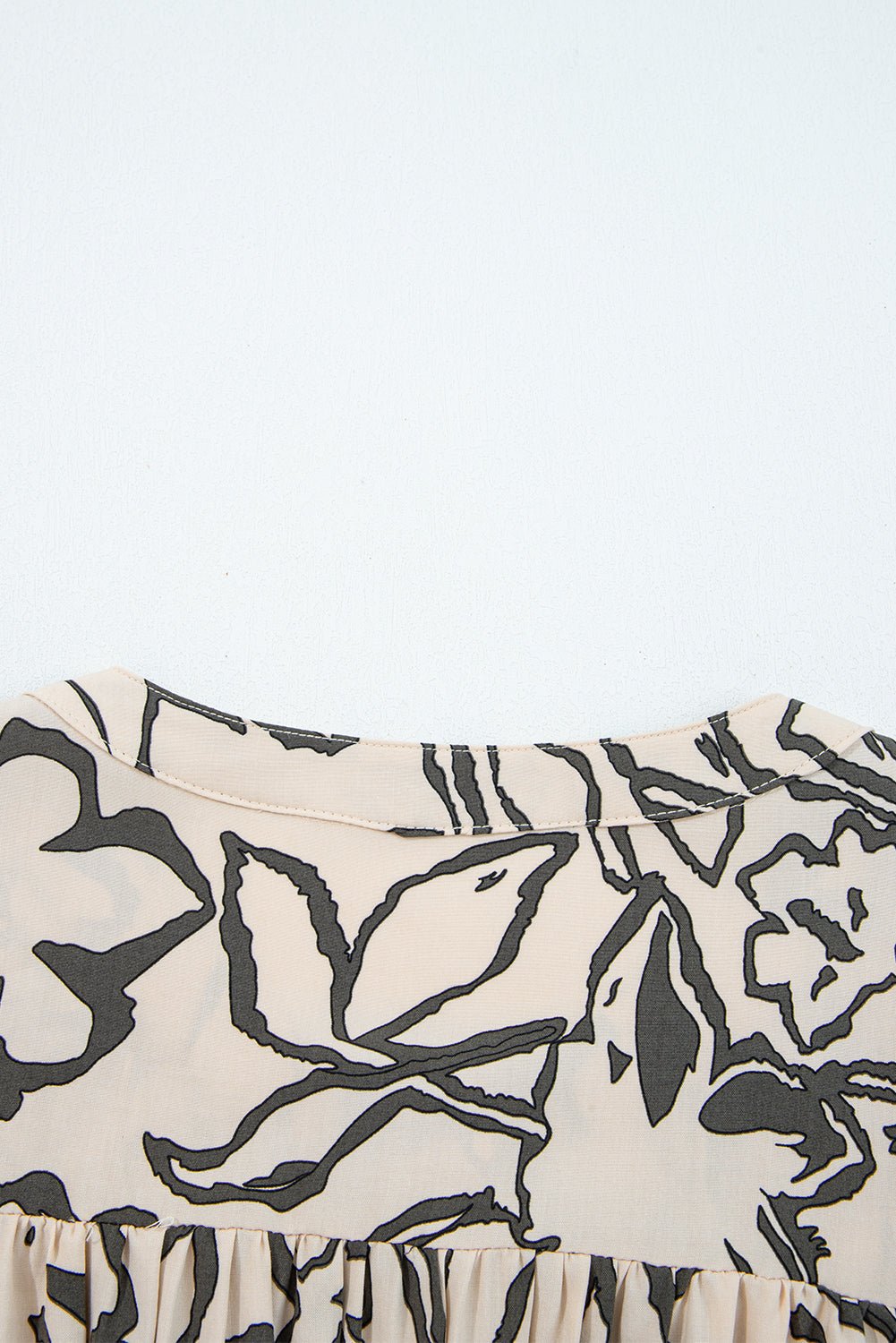 Gray Morn Floral Print Batwing Sleeve Buttoned Loose Fit Shirt - Crowned Energy CO.