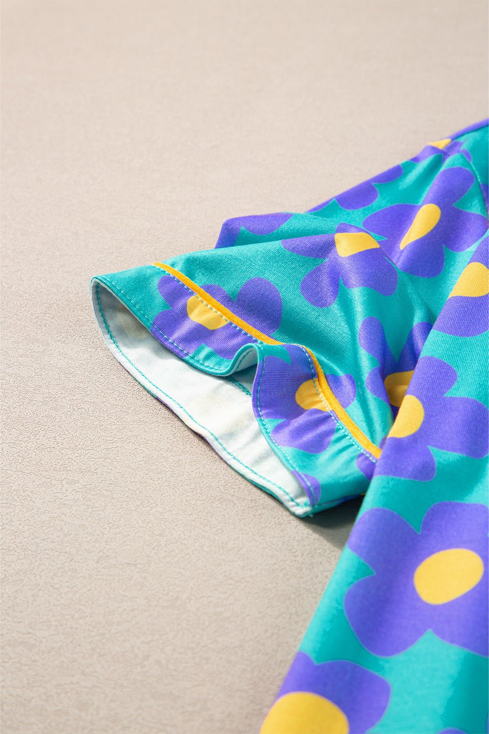 Crowned Energy CO. Green / S / 95%Polyester+5%Elastane Dear-Lover Dropshipping Loungewear & Sleepwear/Sleepwear Green Flower Print Short Sleeve Shirt Pajamas Set