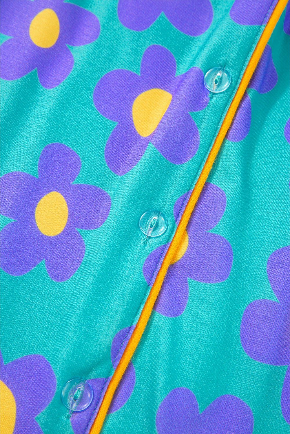 Crowned Energy CO. Green / S / 95%Polyester+5%Elastane Dear-Lover Dropshipping Loungewear & Sleepwear/Sleepwear Green Flower Print Short Sleeve Shirt Pajamas Set