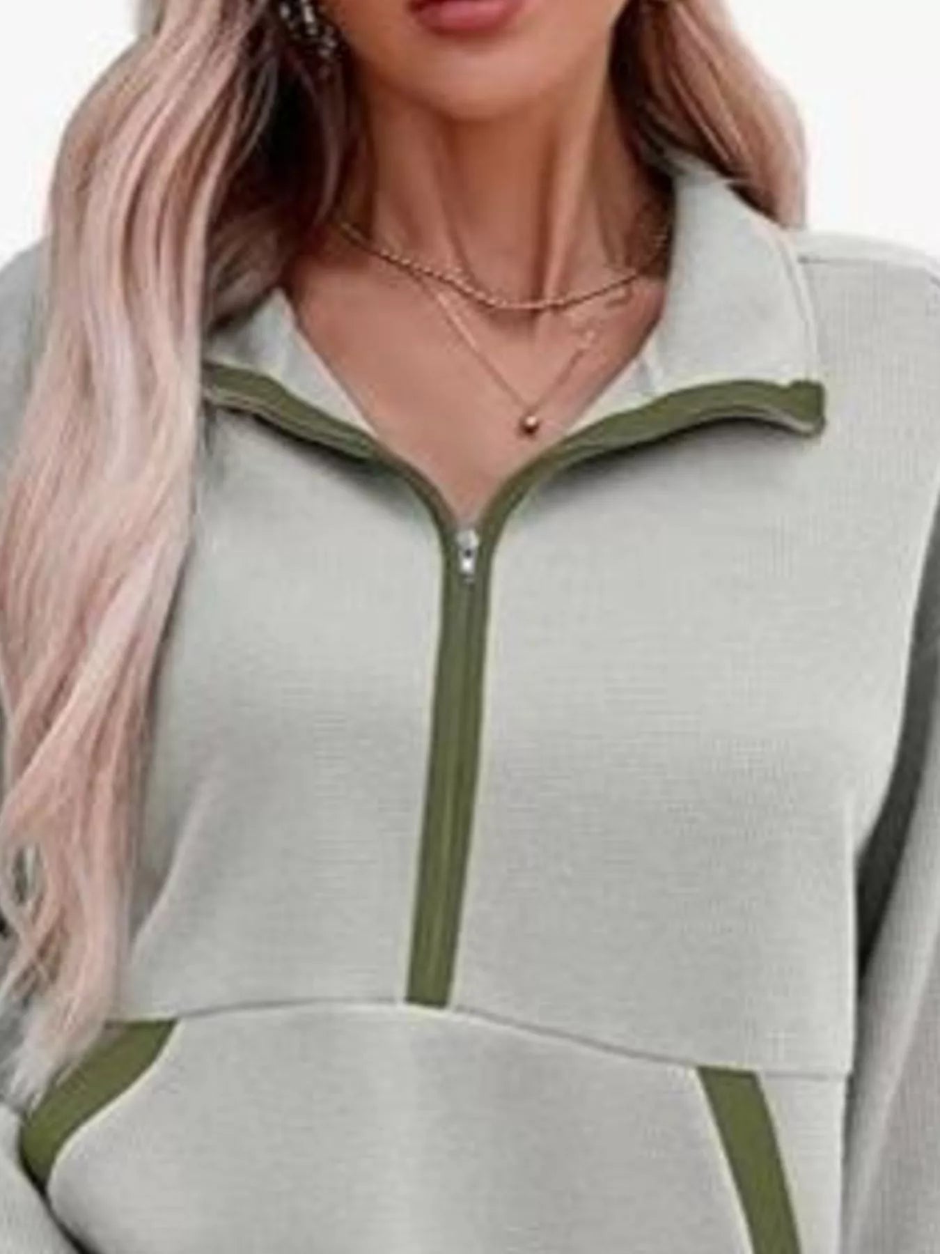 Half Zip Dropped Shoulder Sweatshirt - Crowned Energy CO.