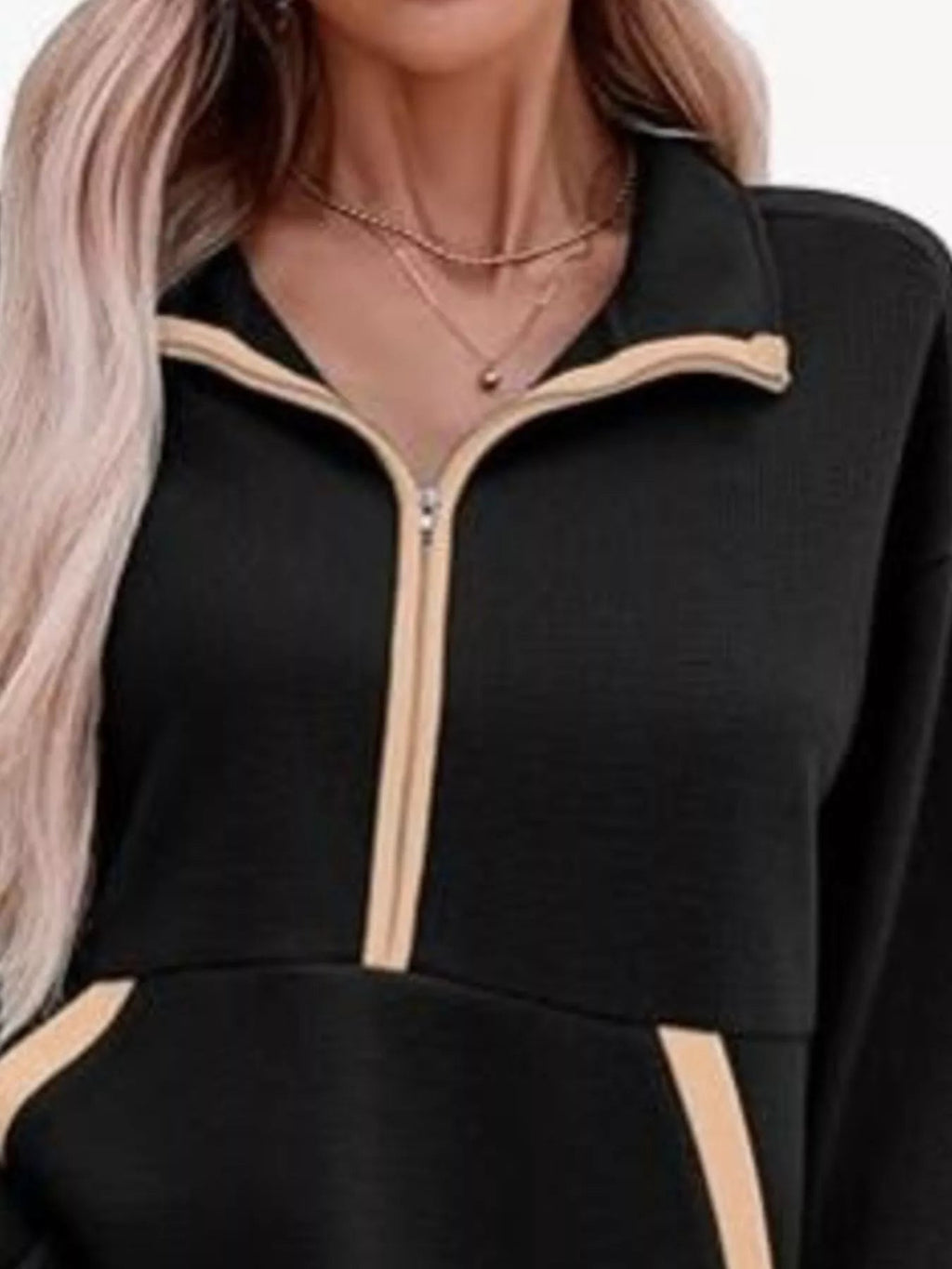 Half Zip Dropped Shoulder Sweatshirt - Crowned Energy CO.