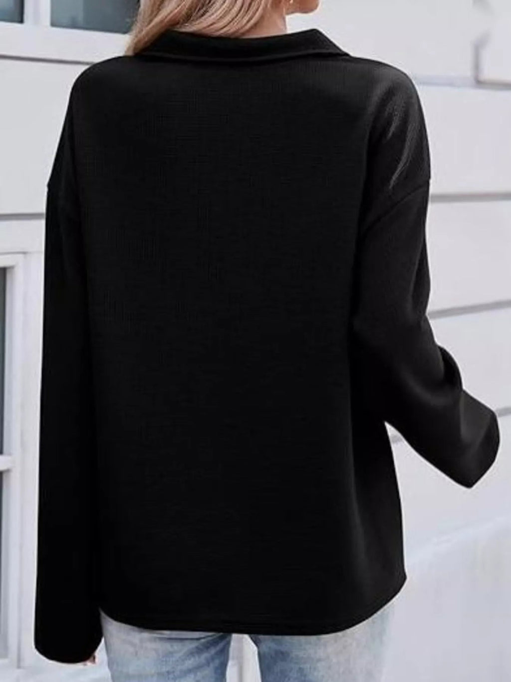 Half Zip Dropped Shoulder Sweatshirt - Crowned Energy CO.