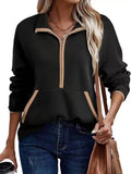 Half Zip Dropped Shoulder Sweatshirt - Crowned Energy CO.