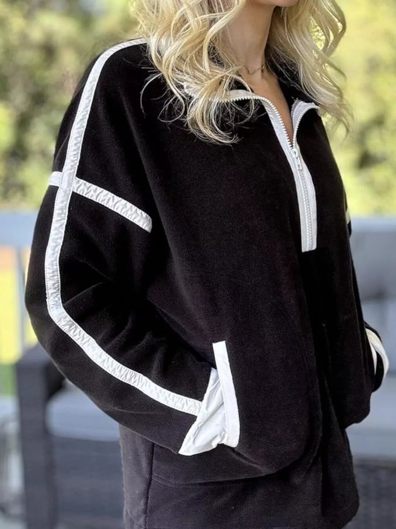 Half Zip Dropped Shoulder Sweatshirt - Crowned Energy CO.