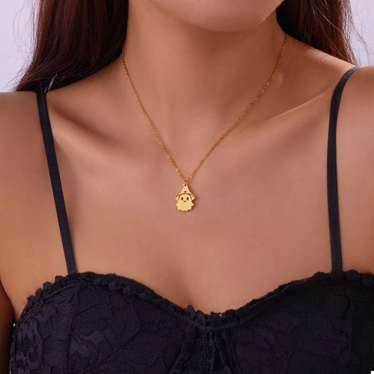 Crowned Energy CO. Gold / One Size Trendsi Accessories Halloween Ghost Pendant Necklace