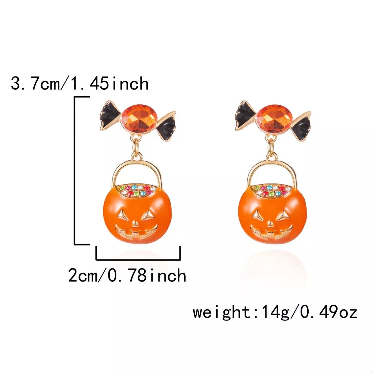 Crowned Energy CO. Orange / One Size Trendsi Accessories Halloween Rhinestone Pumpkin Dangle Earrings