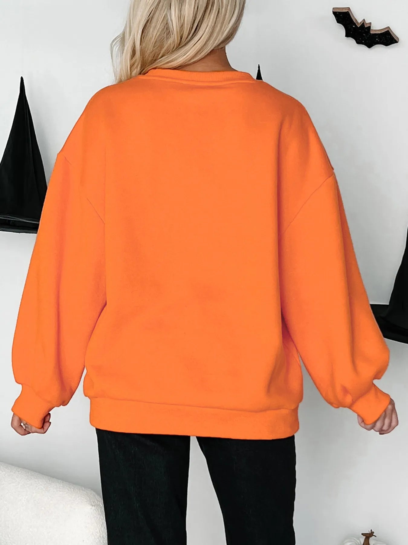 Crowned Energy CO. Orange / S Trendsi Sweaters & Cardigans/Cardigans Halloween Skeleton Pumpkin Sweatshirt