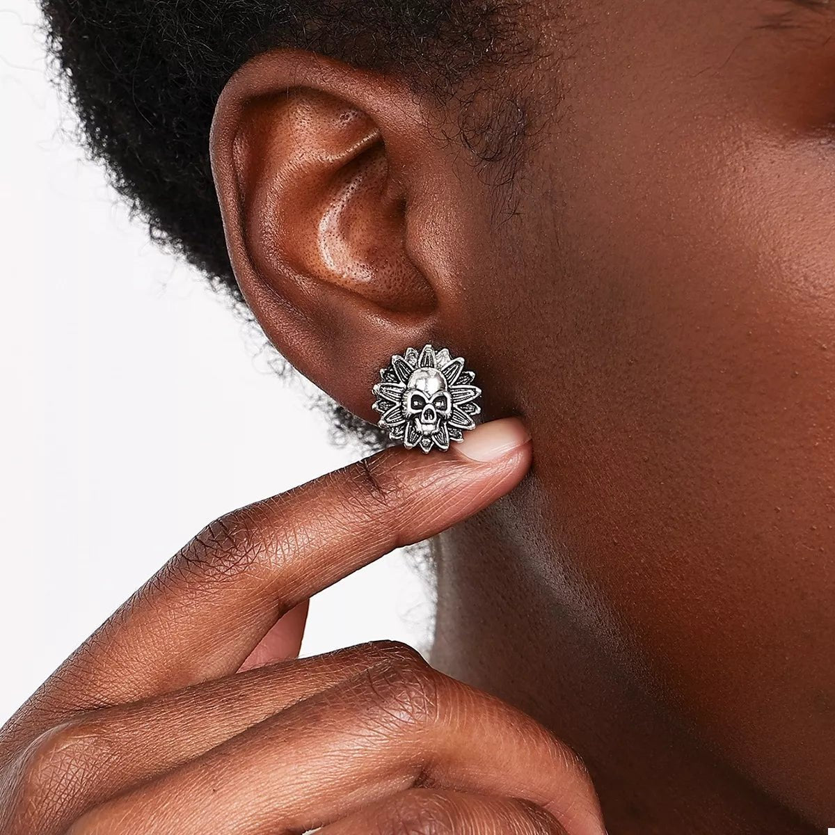 Crowned Energy CO. Black / onesize Trendsi Halloween Skull Sunflower Stud Earrings