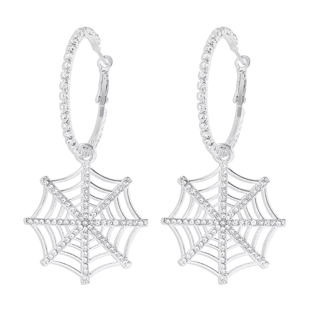 Crowned Energy CO. Gold / One Size Trendsi Earrings Halloween Spider Web Dangle Hoop Earrings